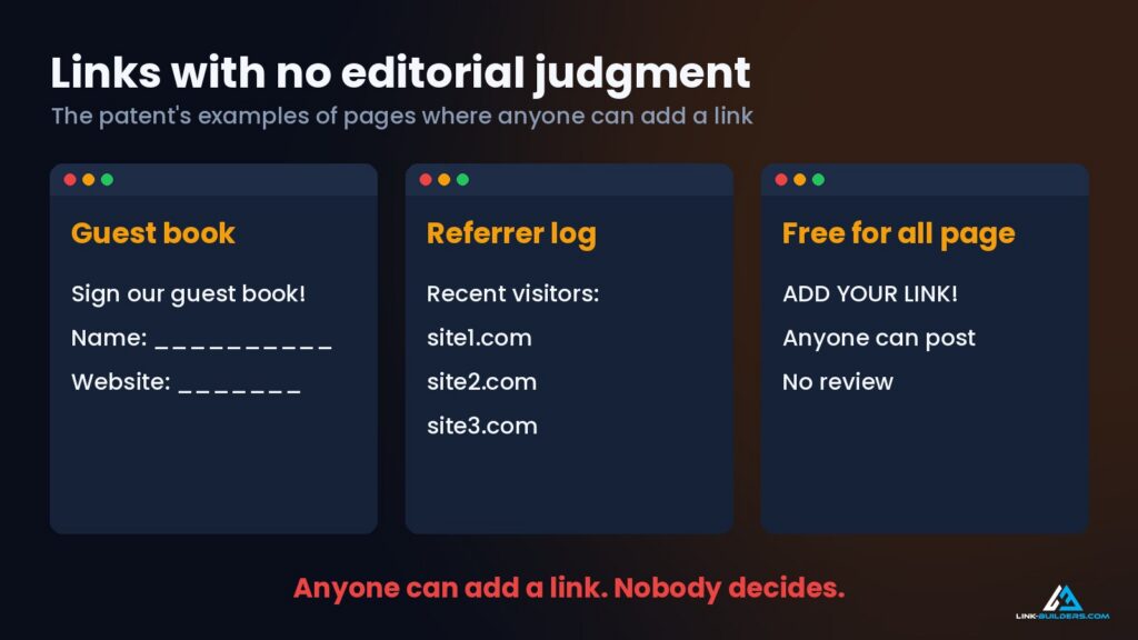 links with no editorial judgement