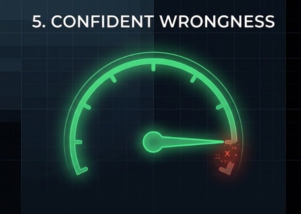 Confident wrongness — confidence gauge in the red