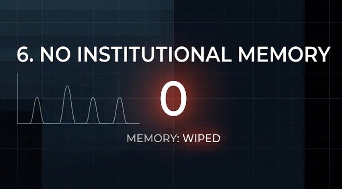 No institutional memory — memory wiped