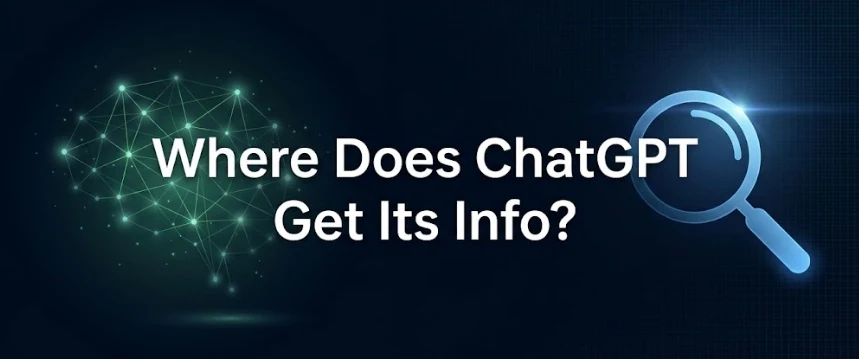 Where does ChatGPT get its information? Banner with the ChatGPT logo